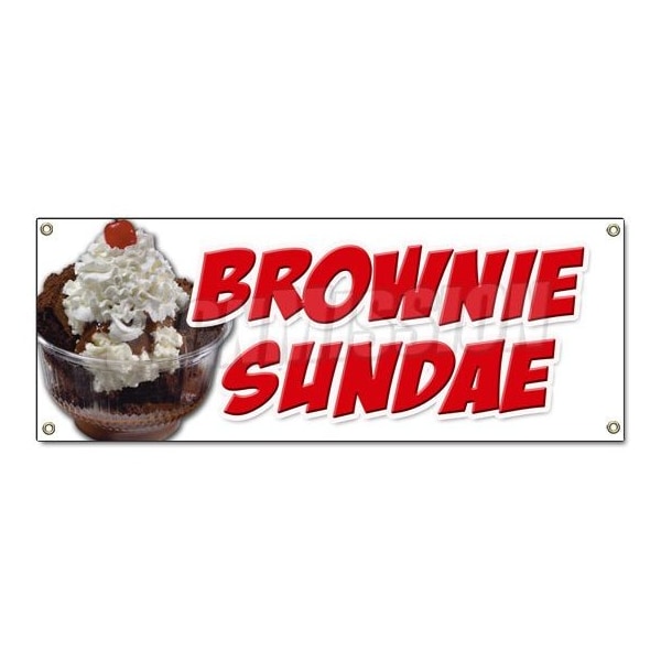 BROWNIE SUNDAE BANNER SIGN ice cream dessert whipped cream cherry